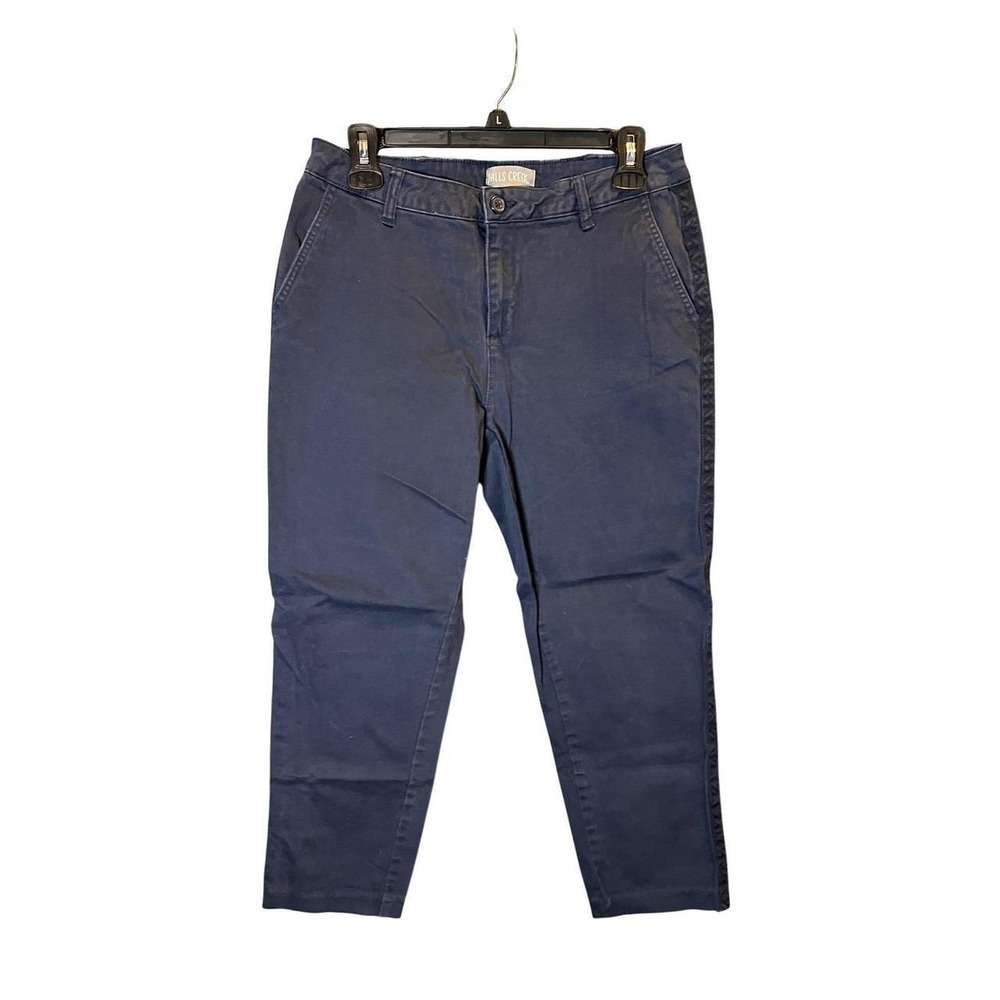 Falls Creek Blue Cotton Spandex Straight Leg Pants Women Size 12